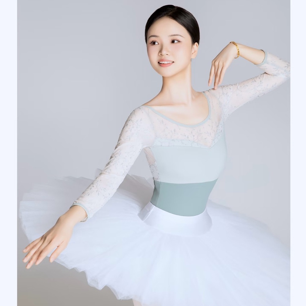 Elegant White and Gray Ballet Tutu Dress